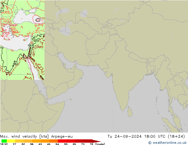 Max. wind velocity Arpege-eu mar 24.09.2024 18 UTC