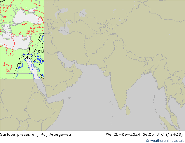 Presión superficial Arpege-eu mié 25.09.2024 06 UTC