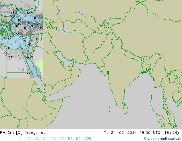 RH 2m Arpege-eu mar 24.09.2024 18 UTC