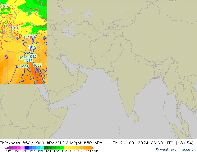 Thck 850-1000 гПа Arpege-eu чт 26.09.2024 00 UTC