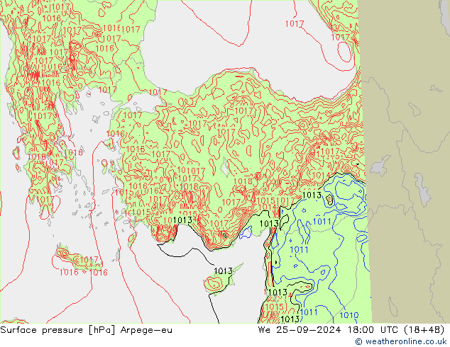 Surface pressure Arpege-eu We 25.09.2024 18 UTC