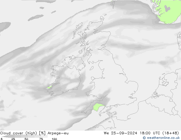 Bewolking (Hoog) Arpege-eu wo 25.09.2024 18 UTC