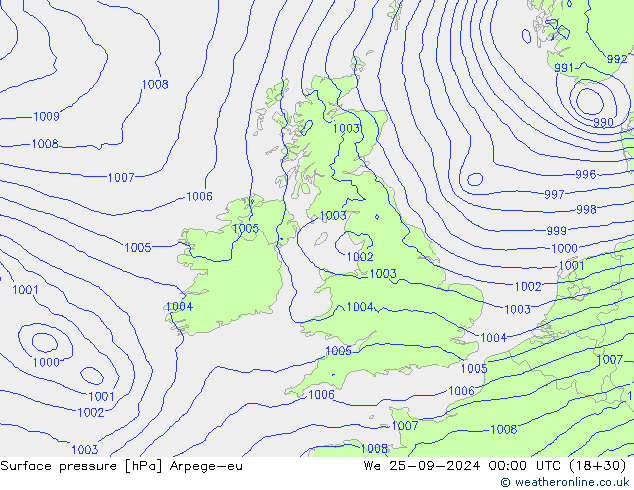 Surface pressure Arpege-eu We 25.09.2024 00 UTC