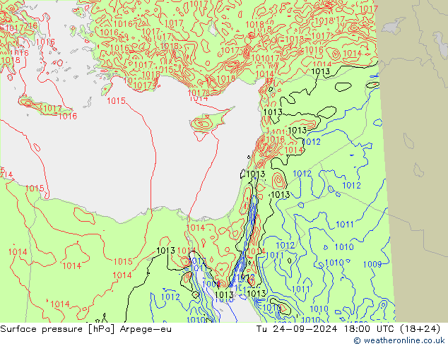 Atmosférický tlak Arpege-eu Út 24.09.2024 18 UTC