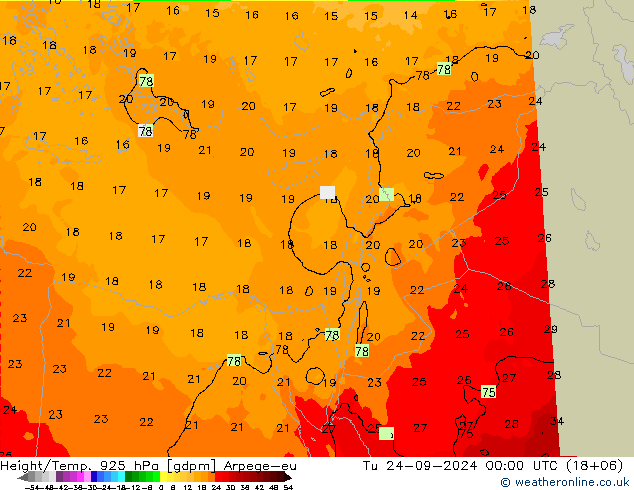 Height/Temp. 925 hPa Arpege-eu Ter 24.09.2024 00 UTC