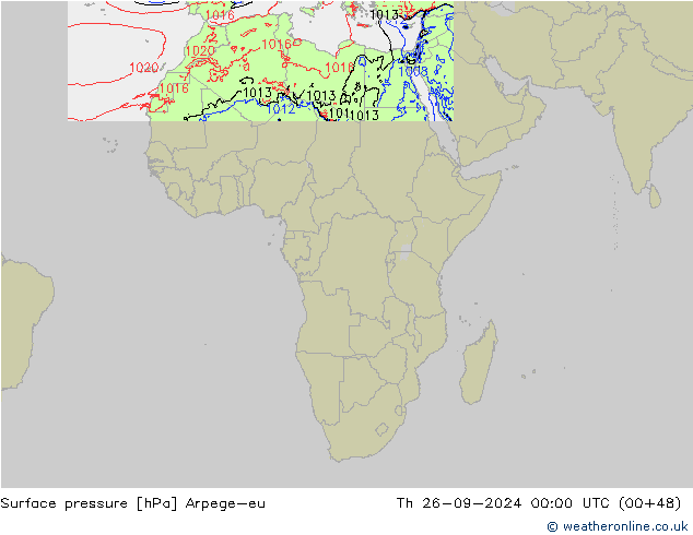 Pressione al suolo Arpege-eu gio 26.09.2024 00 UTC