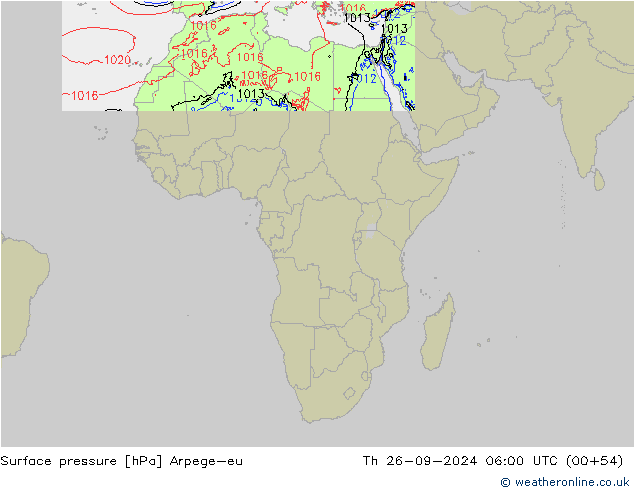 Surface pressure Arpege-eu Th 26.09.2024 06 UTC