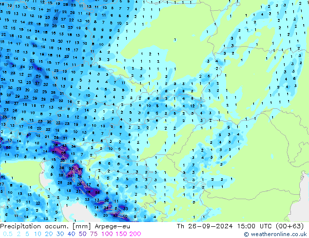 Toplam Yağış Arpege-eu Per 26.09.2024 15 UTC