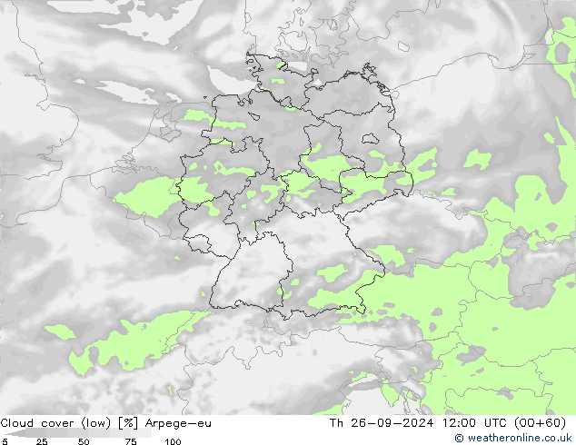 zachmurzenie (niskie) Arpege-eu czw. 26.09.2024 12 UTC