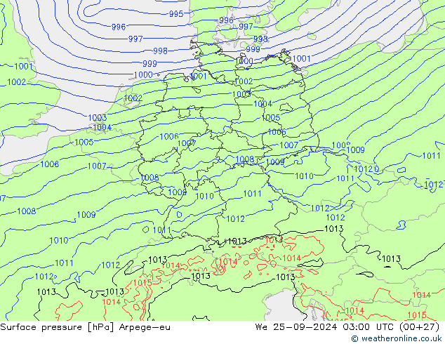 Surface pressure Arpege-eu We 25.09.2024 03 UTC