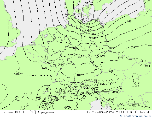 Theta-e 850hPa Arpege-eu Fr 27.09.2024 21 UTC