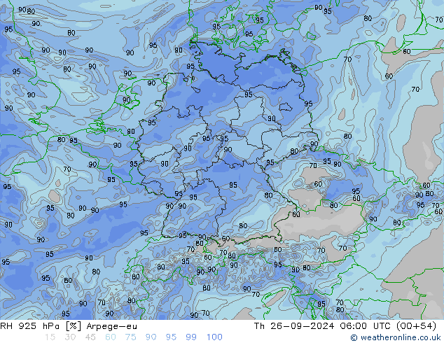 RH 925 hPa Arpege-eu Th 26.09.2024 06 UTC