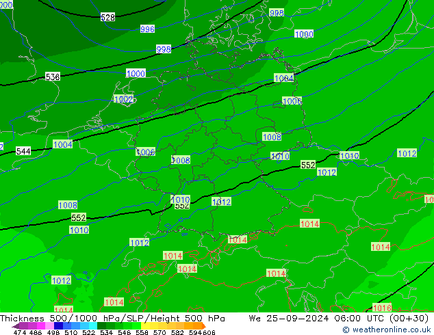 Thck 500-1000hPa Arpege-eu We 25.09.2024 06 UTC