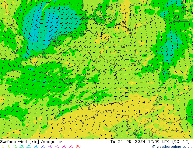 Surface wind Arpege-eu Tu 24.09.2024 12 UTC