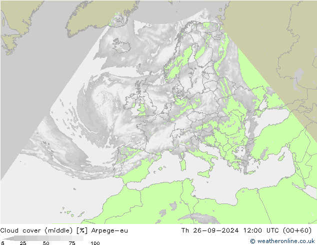 Nubes medias Arpege-eu jue 26.09.2024 12 UTC