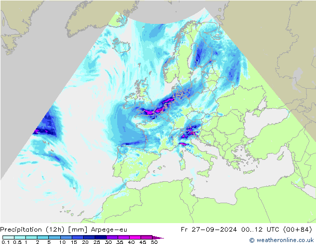 Nied. akkumuliert (12Std) Arpege-eu Fr 27.09.2024 12 UTC