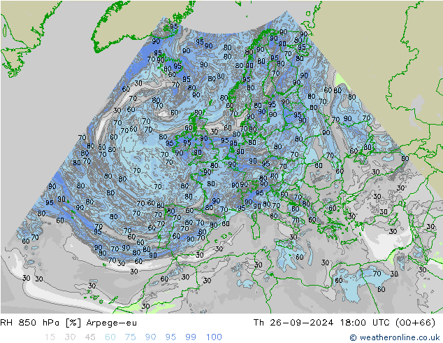 RV 850 hPa Arpege-eu do 26.09.2024 18 UTC