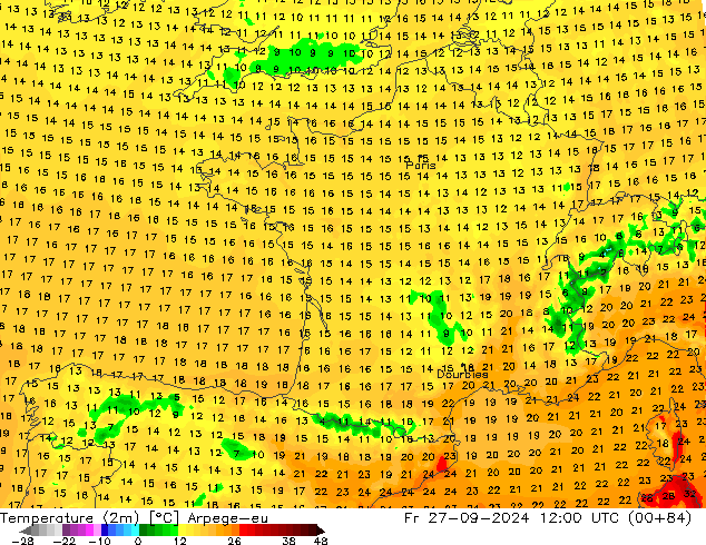 Temperature (2m) Arpege-eu Fr 27.09.2024 12 UTC