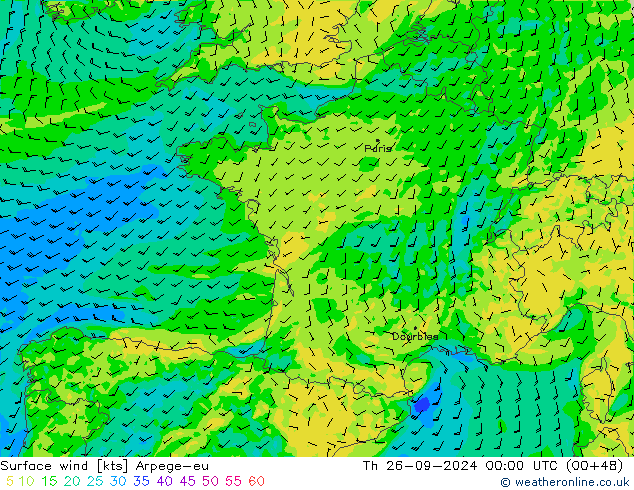 Bodenwind Arpege-eu Do 26.09.2024 00 UTC