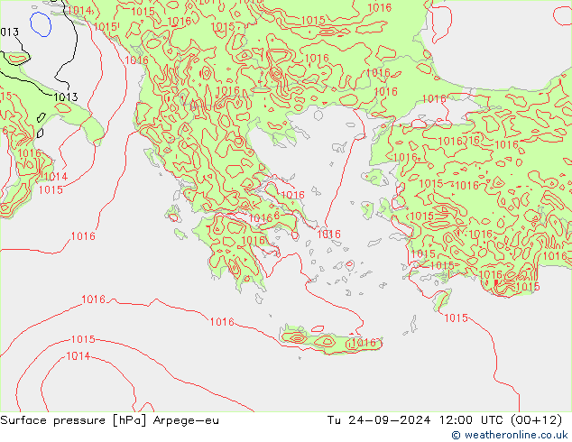 Atmosférický tlak Arpege-eu Út 24.09.2024 12 UTC