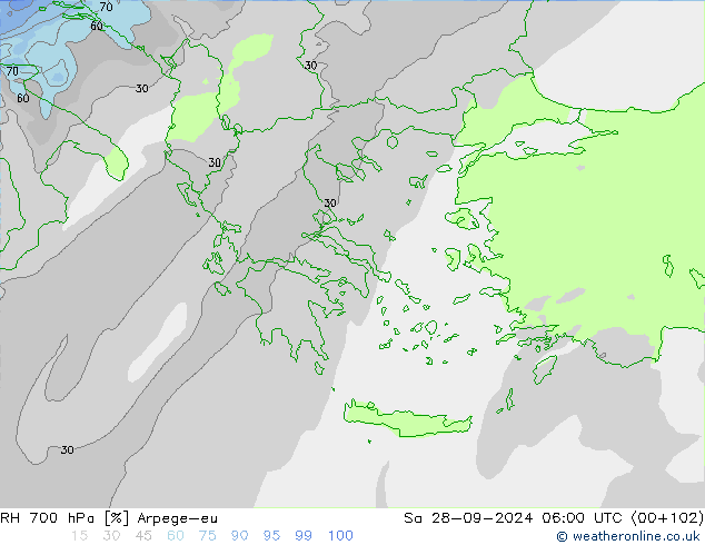 RH 700 hPa Arpege-eu so. 28.09.2024 06 UTC