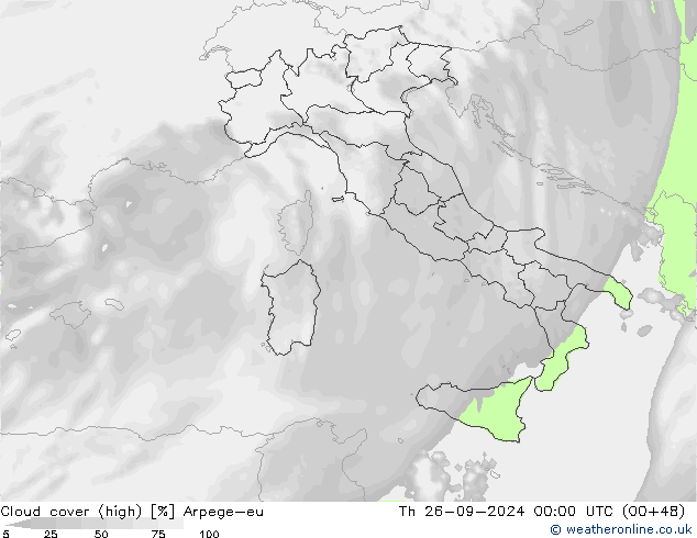 vysoký oblak Arpege-eu Čt 26.09.2024 00 UTC