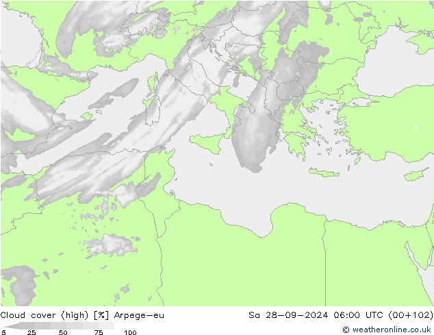 nuvens (high) Arpege-eu Sáb 28.09.2024 06 UTC