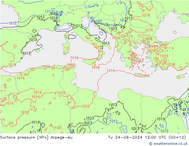 Atmosférický tlak Arpege-eu Út 24.09.2024 12 UTC