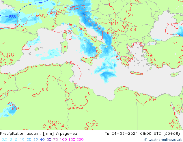 Precipitation accum. Arpege-eu mar 24.09.2024 06 UTC