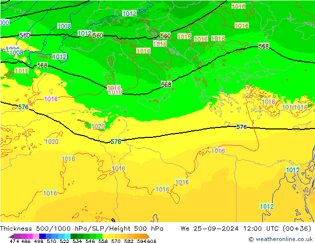 Thck 500-1000hPa Arpege-eu mer 25.09.2024 12 UTC