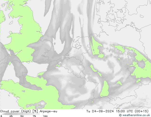 Bulutlar (yüksek) Arpege-eu Sa 24.09.2024 15 UTC