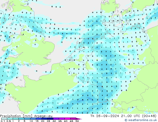 降水 Arpege-eu 星期四 26.09.2024 00 UTC