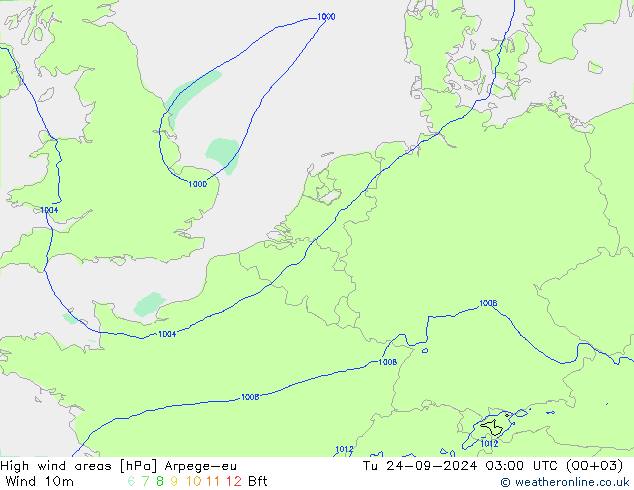 High wind areas Arpege-eu mar 24.09.2024 03 UTC