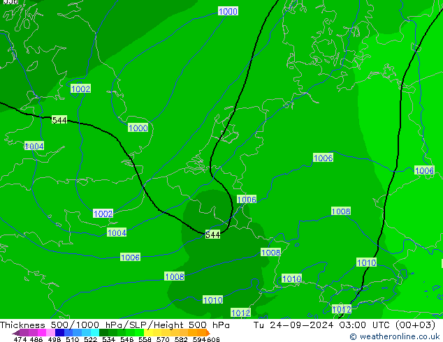 Thck 500-1000hPa Arpege-eu wto. 24.09.2024 03 UTC