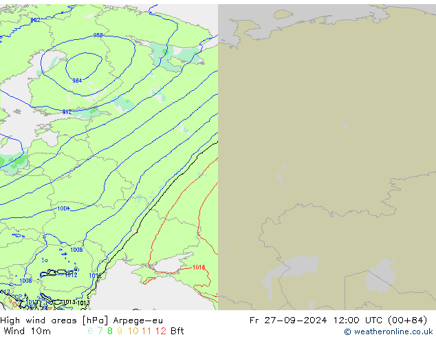 Windvelden Arpege-eu vr 27.09.2024 12 UTC