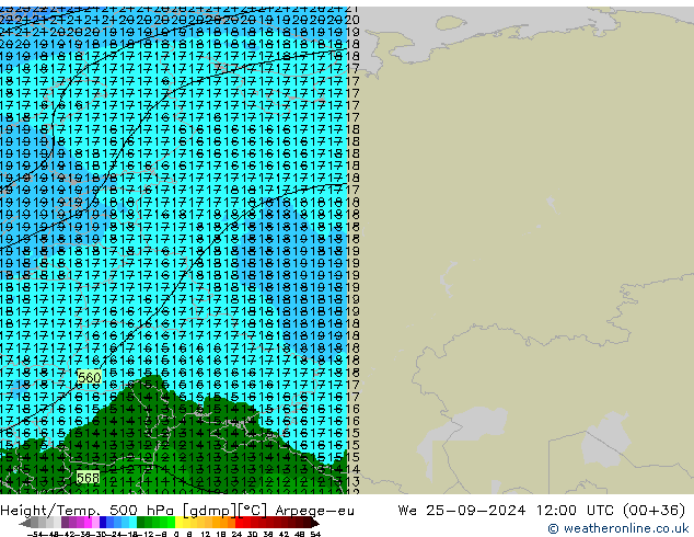 Height/Temp. 500 hPa Arpege-eu We 25.09.2024 12 UTC