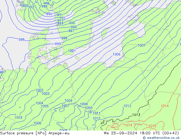 Surface pressure Arpege-eu We 25.09.2024 18 UTC