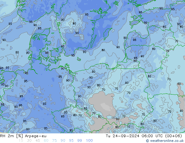 RH 2m Arpege-eu Tu 24.09.2024 06 UTC