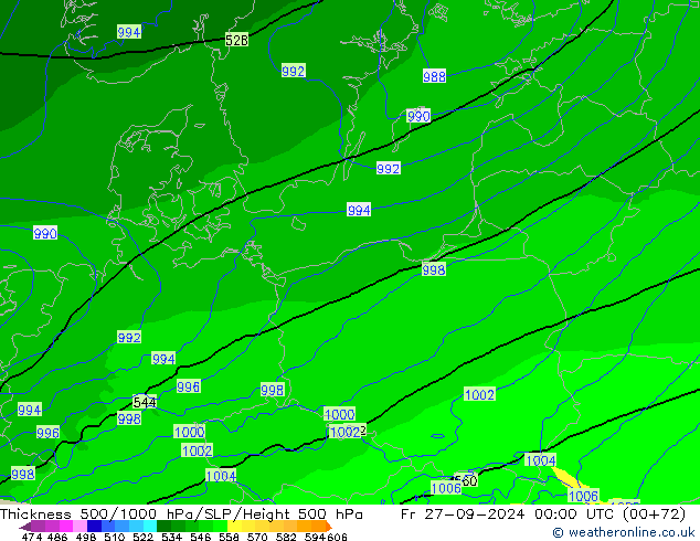 Thck 500-1000гПа Arpege-eu пт 27.09.2024 00 UTC