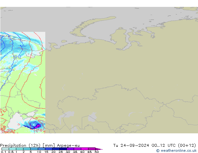 Precipitación (12h) Arpege-eu mar 24.09.2024 12 UTC