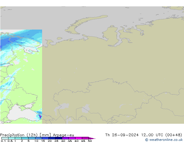 Precipitazione (12h) Arpege-eu gio 26.09.2024 00 UTC