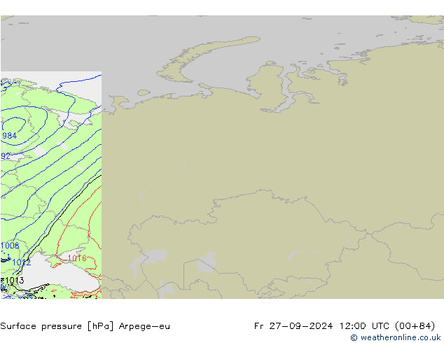 Presión superficial Arpege-eu vie 27.09.2024 12 UTC