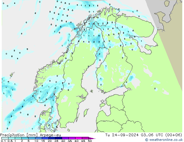 Precipitación Arpege-eu mar 24.09.2024 06 UTC