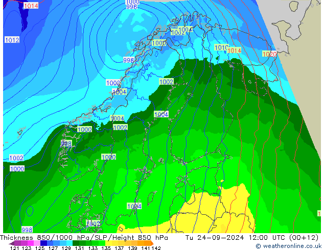 Thck 850-1000 hPa Arpege-eu Út 24.09.2024 12 UTC