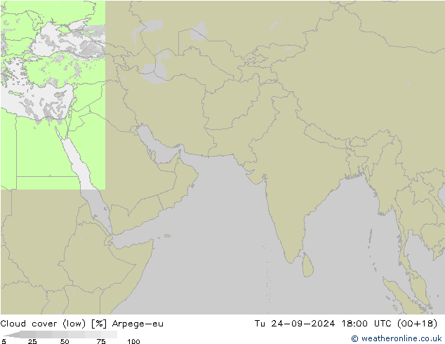 nízká oblaka Arpege-eu Út 24.09.2024 18 UTC