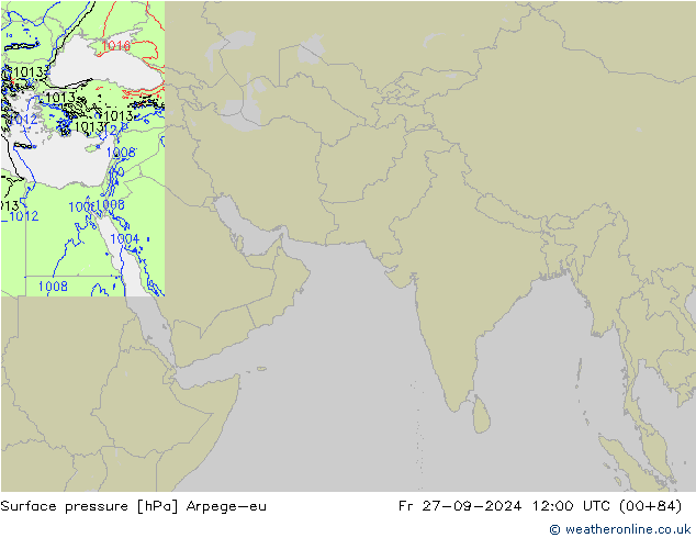 приземное давление Arpege-eu пт 27.09.2024 12 UTC