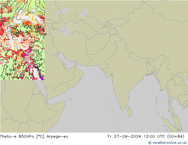 Theta-e 850hPa Arpege-eu Fr 27.09.2024 12 UTC