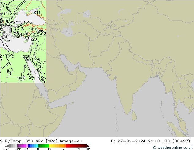 SLP/Temp. 850 hPa Arpege-eu Fr 27.09.2024 21 UTC