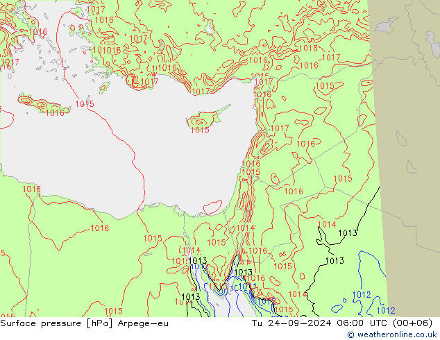 Surface pressure Arpege-eu Tu 24.09.2024 06 UTC