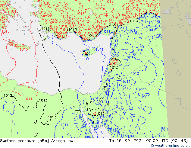 Surface pressure Arpege-eu Th 26.09.2024 00 UTC